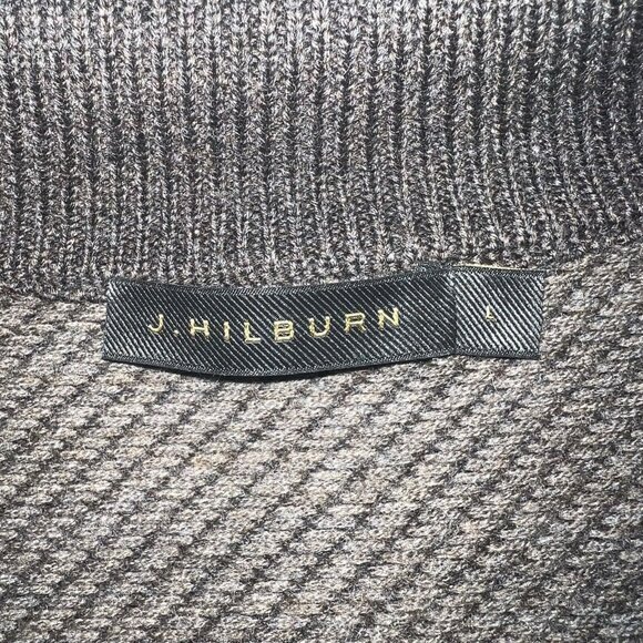 J. Hilburn Wool Sweater Mens Large Brown Quarter Zip Pullover 1/4 Zip Preppy - Picture 4 of 10